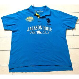 Cup Series USPA men's royal‎ blue polo Jackson Hole Polo Club Size XL No Tag